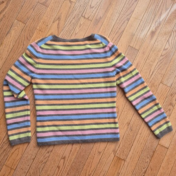 Talbots Cashmere Pastel Stripe V-Neck Pullover Sweater Size Small - Picture 3 of 10